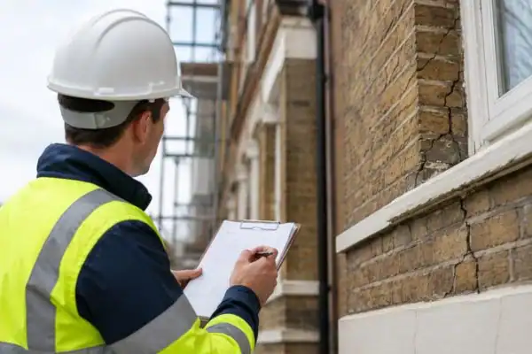 image of surveyor completing a schedule of condition Cardiff