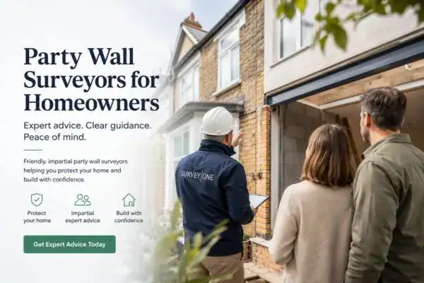 Image of couple with Party wall survey from Survey One Cardiff